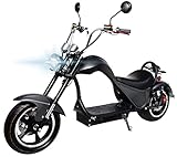 eFlux Chopper One mit Straßenzulassung - 𝟰𝟱 km/h - 𝟮𝟬𝟬𝟬 Watt Motor - 𝟯𝟱 km Reichweite (Schwarz Matt)