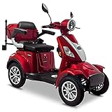 Rolektro E-Quad 25 V.3 Pro Rot mit Lithium Akku - Elektromobil 4-Rad - 80km Reichweite - 1000W Seniorenmobil mit Zulassung