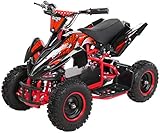 Actionbikes Motors Kinder Elektro Miniquad ATV Racer 𝟭𝟬𝟬𝟬 Watt 36 Volt - Scheibenbremsen - Safety Touch System Fußschalter (1000 Watt Schwarz/Rot)