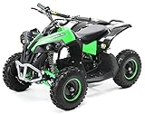 Actionbikes Motors Mini Kinder Elektro Quad ATV RENEBLADE 𝟭𝟬𝟬𝟬 Watt Pocket Quad - Original Safety Touch Fußschalter - 48 Volt - Kinder Pocketquad (Schwarz/Grün)